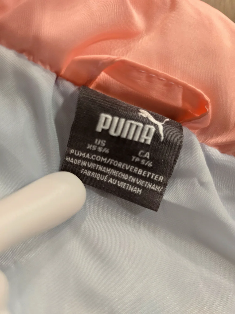 Puma Girls Colorblock Puffer Vest Pink Blue White Quilted Full Zip Size XS 4/5
